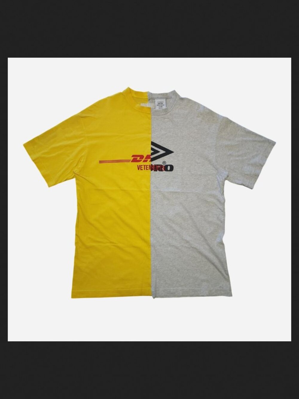 Vetememts X DHL X Umbro Hong Kong 2018 Limited Edition Grey and Yellow T-Shirt